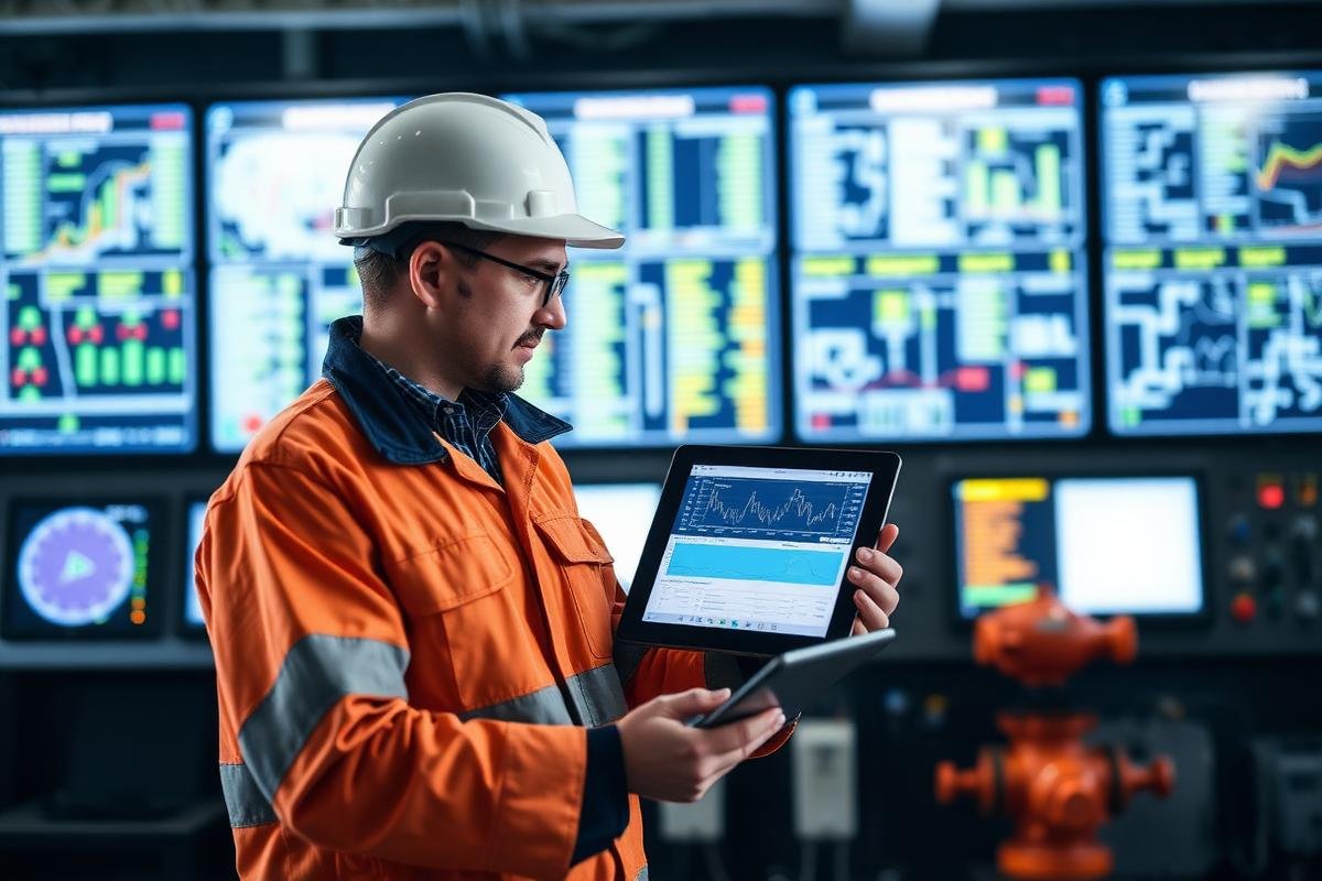 Empower Solutions engineer reviewing valve diagnostics on-site